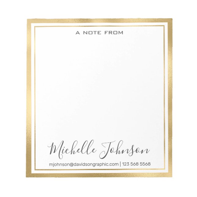 Elegant Personalized Name | From The Desk Of Notepad (Front)