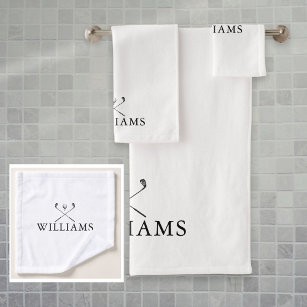 Elegant Personalized Name Golf Clubs Bath Towel Set