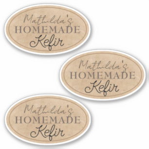    Elegant Personalized Name Homemade Kefir Labels