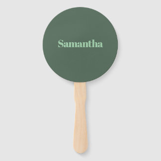 Elegant Personalized Name Typography ｜sage green Hand Fan