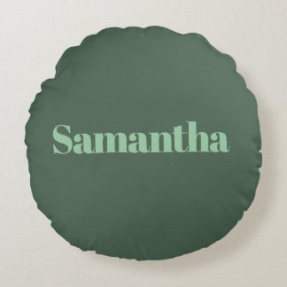 Elegant Personalized Name Typography ｜sage green Round Pillow