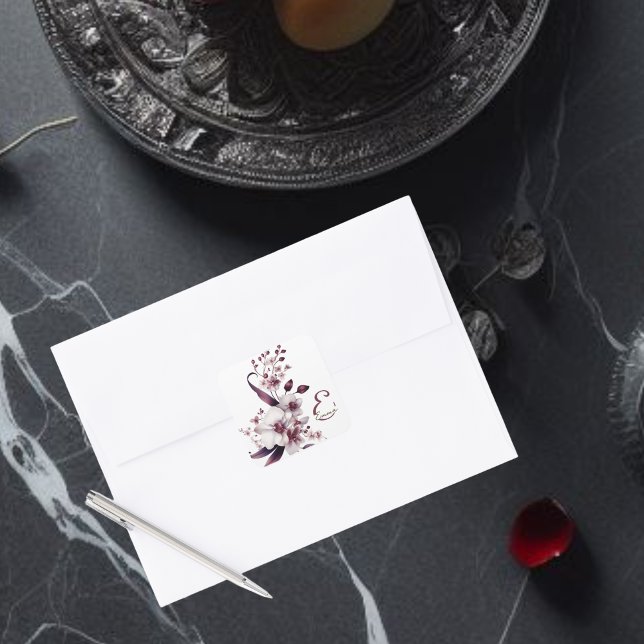 Elegant Personalized Orchid Flowers Square Sticker (Creator Uploaded)