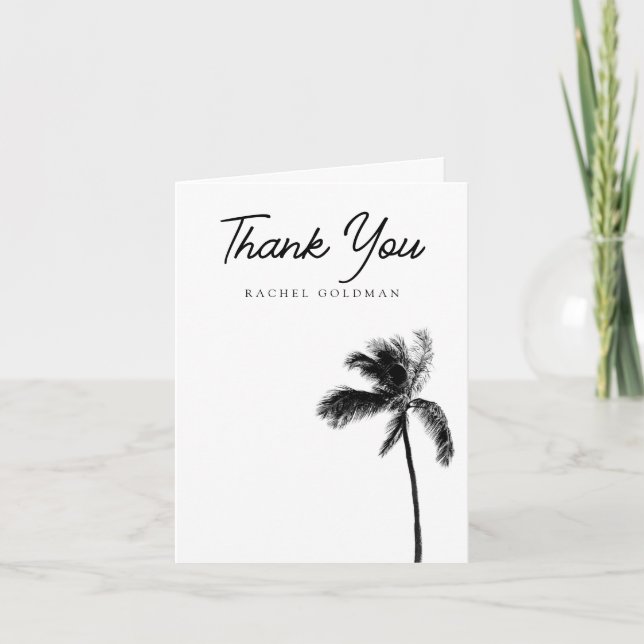 Elegant Personalized Palm Tree Thank You Card (Front)