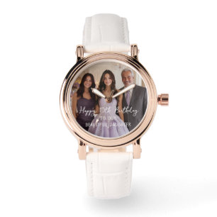Elegant Personalized Photo 15th Birthday Keepsake Watch