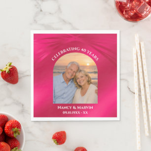 Elegant Personalized Photo 40th Anniversary Party Napkin