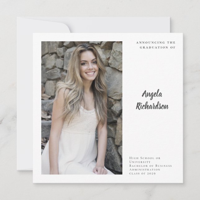 Elegant Personalized Photo Graduation Announcement (Front)