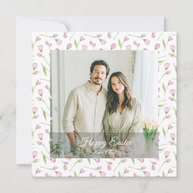 Elegant Personalized Photo Happy Easter Holiday Card (Front)