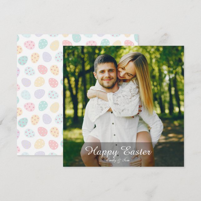 Elegant Personalized Photo Happy Easter Holiday Card (Front/Back)