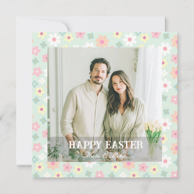 Elegant Personalized Photo Happy Easter Holiday Card (Front)