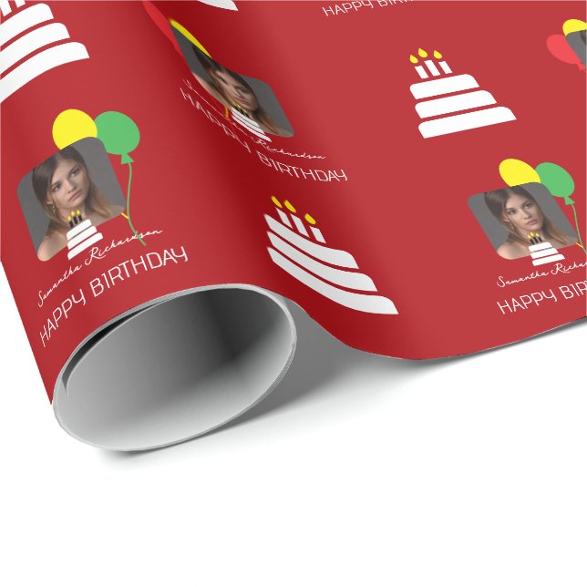 Elegant Personalized Photo Script Name  Wrapping Paper (Roll Corner)