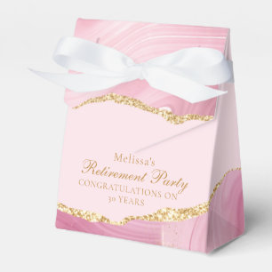 Elegant Personalized Pink Gold Retirement Party Favor Box