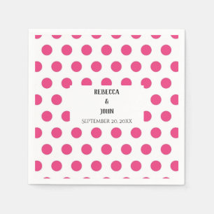 Elegant Personalized Pink Polka Dot Wedding Napkin