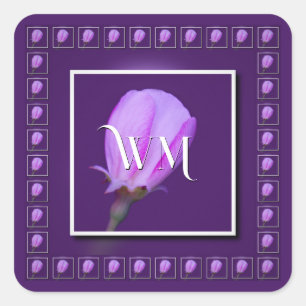 Elegant Personalized Pink, Purple Spring Floral Square Sticker