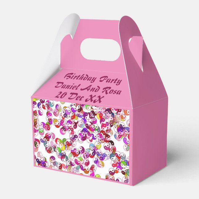  Elegant Personalized Pink Yin Yang Birthday Party Favor Box (Front Side)