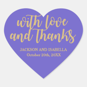 Elegant Personalized Purple & Gold Wedding Sticker