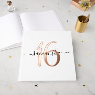 Elegant Personalized Rose Gold 16th Birthday Guest Book