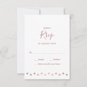 Elegant Personalized Rose Gold Dog Pet Wedding  RSVP Card