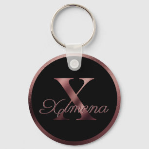 Elegant Personalized Rose Gold Monogram Letter X Keychain