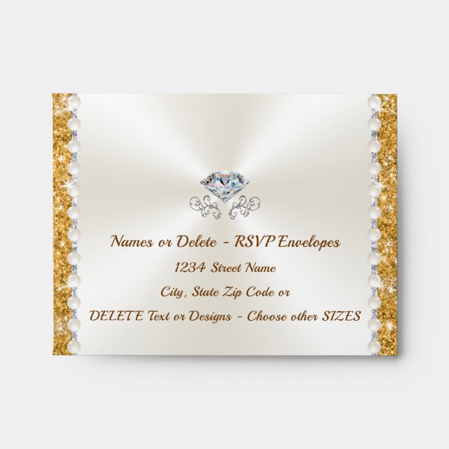 Elegant Personalized, RSVP Envelopes, Select SIZE Envelope (Front)