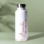 Elegant Personalized Script Heart Bridesmaid   Water Bottle<br><div class="desc">Elegant Personalized Script Heart Bridesmaid Water Bottle . Perfect Bridal favours for your bridesmaids . The design has a white background with the name written in a pretty script font . Customized these by changing the name . For any further customization like colour change etc , please feel free to...</div>
