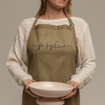 Elegant personalized script name standard apron<br><div class="desc">Hosting a botanical, succulent workshop? How about a cooking class? Give out personalized aprons for your guests with an elegant font script type that will surely delight them. Have the talking about this sophisticated giveaway. Tip: to keep the long swashes at the end keep the small squares at the end...</div>