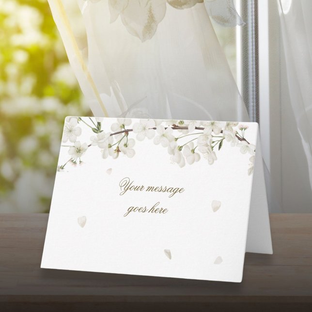 Elegant Personalized Script Pretty White Blossom Card (Elegant Personalized Script Pretty White Blossom Card)