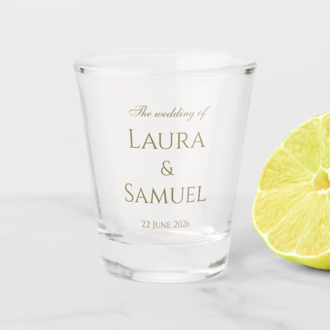 Elegant Personalized Shot Glass Wedding Favours (Front)
