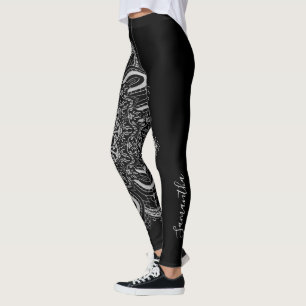 Elegant Personalized Silver Black Leggings