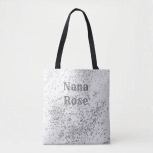 Elegant Personalized Silver Confetti Tote