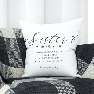 Elegant Personalized Sister Definition Keepsake Throw Pillow
