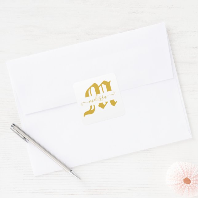 Elegant personalized square sticker (Envelope)