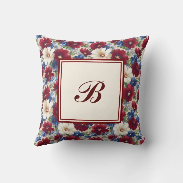 Elegant Personalized Stylish Romantic Floral Chic Throw Pillow (Back)