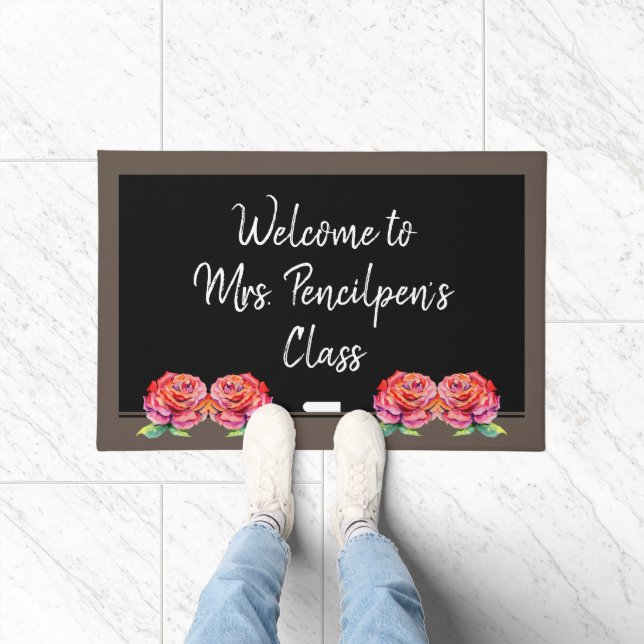 Elegant Personalized Teacher Classroom Welcome Doormat (Indoor)