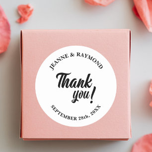 Elegant Personalized Thank You Wedding Favour Classic Round Sticker