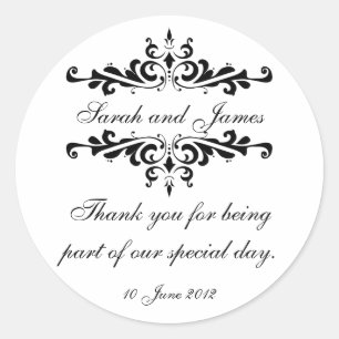 Elegant Personalized Thank You Wedding Sticker