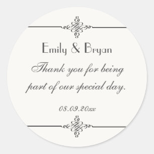Elegant Personalized Thank You Wedding Sticker