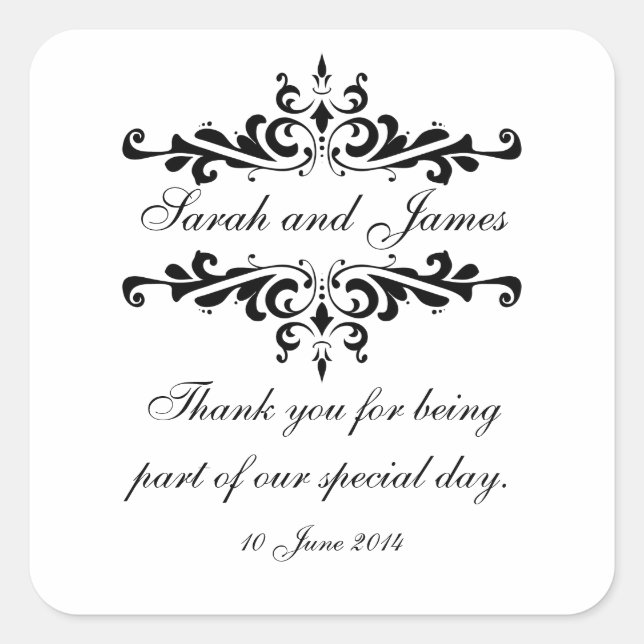 Elegant Personalized Thank You Wedding Stickers (Front)