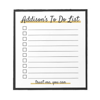 Elegant Personalized To do list Notepad