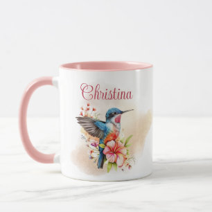 Elegant Personalized Watercolor Hummingbird Mug