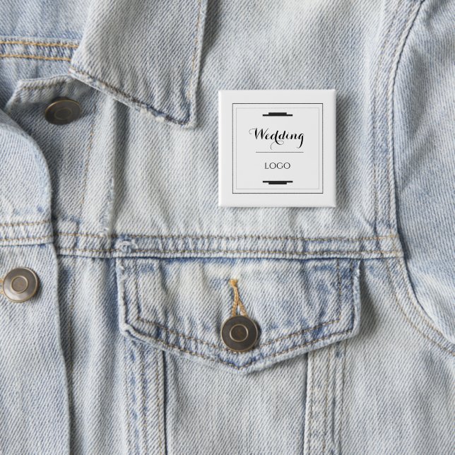 Elegant Personalized Wedding  Custom Modern Gift 2 Inch Square Button (In Situ)