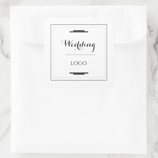 Elegant Personalized Wedding  Custom Modern Gift Square Sticker (Bag)