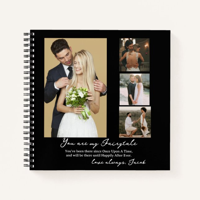 Elegant Personalized Wedding Day Photo Collage  Notebook (Front)