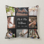 Elegant Personalized Wedding Day Photo Collage Throw Pillow<br><div class="desc">Personalize with your eight favourite wedding photos,  name and special date to create a unique photo collage,  memory and gift. A lovely keepsake to treasure! You can customize the background to your favourite colour. Designed by Thisisnotme©</div>