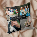 Elegant Personalized Wedding Day Photo Collage Throw Pillow<br><div class="desc">Personalize with your four favourite wedding photos,  name and special date to create a unique photo collage,  memory and gift. A lovely keepsake to treasure! You can customize the background to your favourite colour. Designed by Thisisnotme©</div>