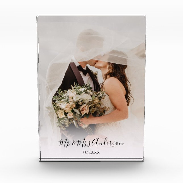 Elegant Personalized Wedding Photo Block (Front)