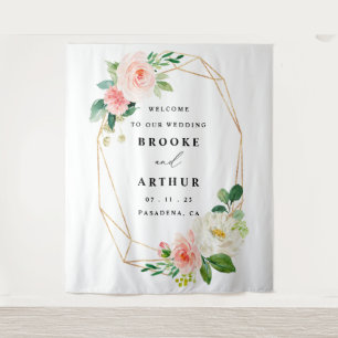 Elegant Personalized Wedding Photobooth Backdrop Tapestry