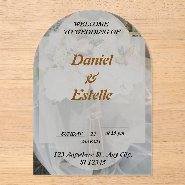 elegant personalized wedding welcom acrylic invitations (Front)