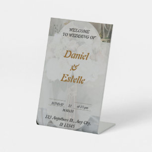 elegant personalized wedding welcom pedestal sign