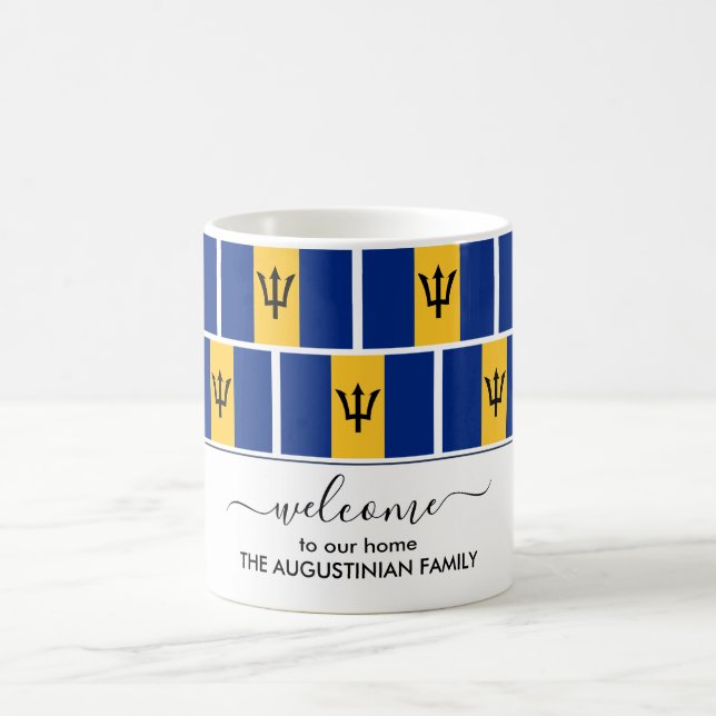 Elegant Personalized Welcome BARBADOS FLAG  Coffee Mug (Center)