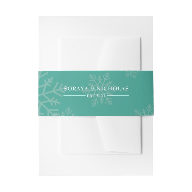 Elegant Personalized Winter Wedding Invitation Belly Band (Front Example)